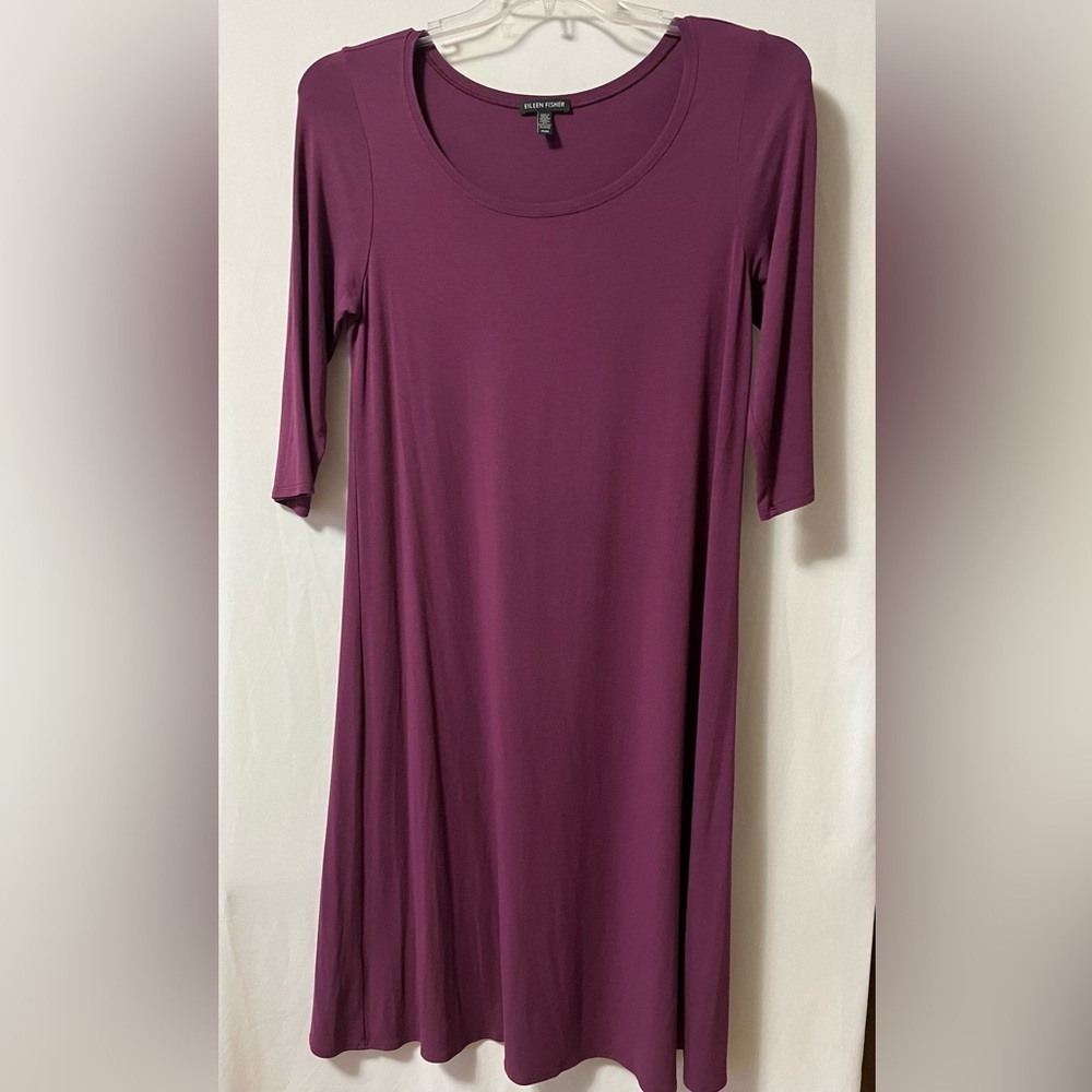 Eileen Fisher Women’s Purple 3/4 sleeve Size Medium‎ Shapeless Dress